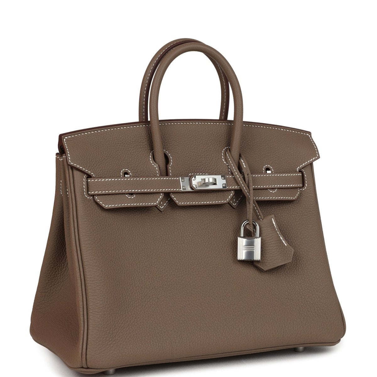 Hermes Birkin 25 Handbag Etoupe Togo Leather Palladium Hardware - NEESTRA