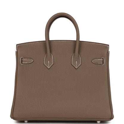 Hermes Birkin 25 Handbag Etoupe Togo Leather Palladium Hardware - NEESTRA