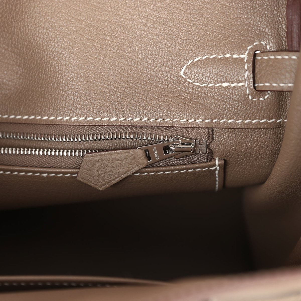 Hermes Birkin 25 Handbag Etoupe Togo Leather Palladium Hardware - NEESTRA