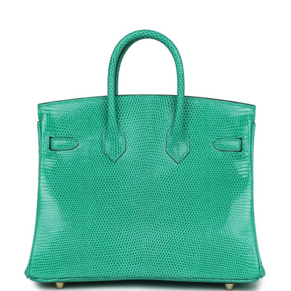 Hermes Birkin 25 Handbag Menthe Varanus Niloticus Lizard Gold Hardware - NEESTRA