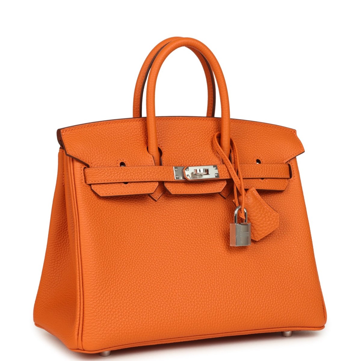 Hermes Birkin 25 Handbag Orange Minium Togo Leather Palladium Hardware - NEESTRA