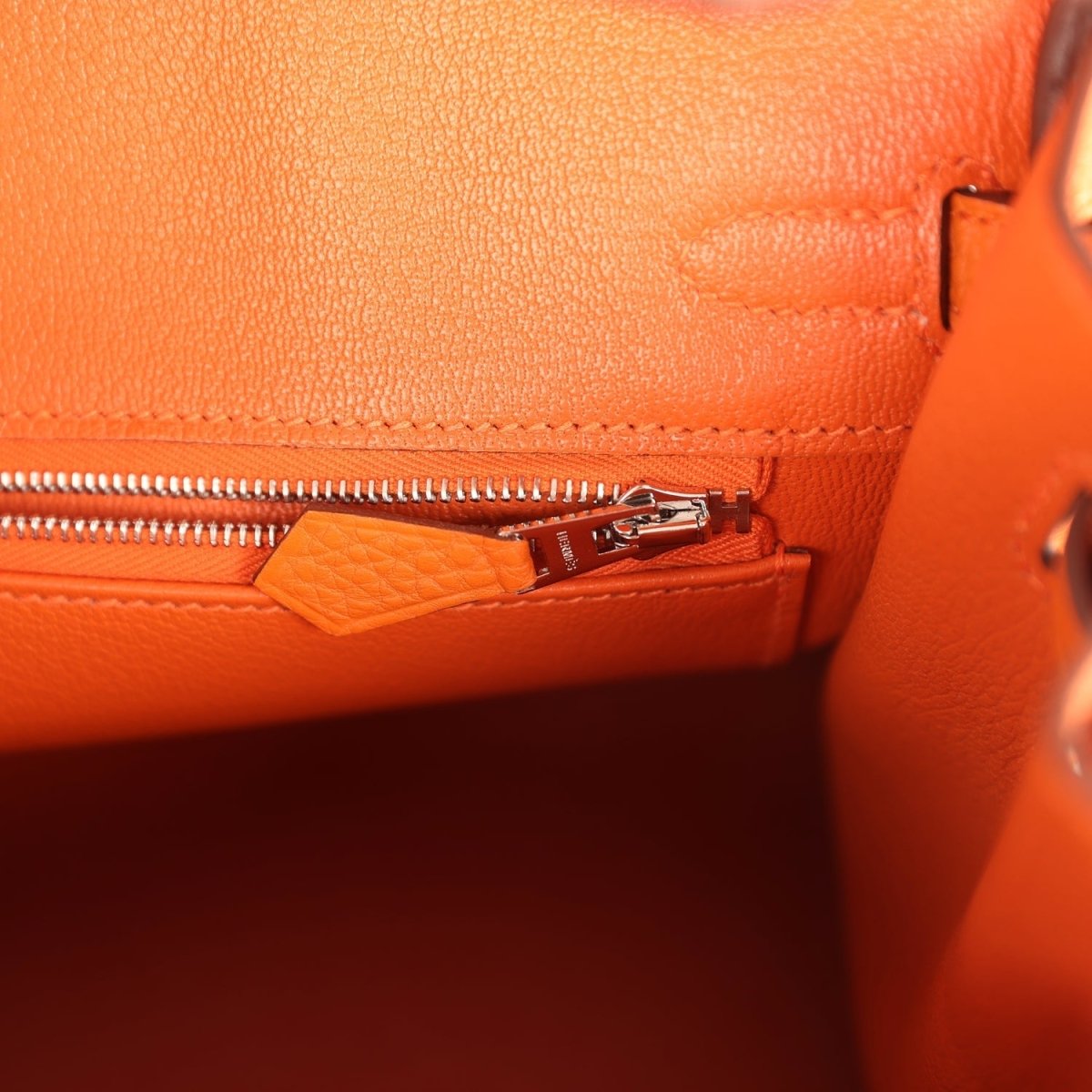 Hermes Birkin 25 Handbag Orange Minium Togo Leather Palladium Hardware - NEESTRA