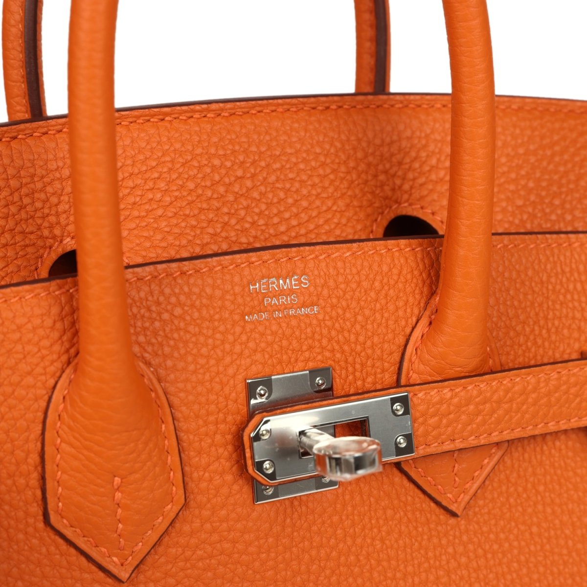 Hermes Birkin 25 Handbag Orange Minium Togo Leather Palladium Hardware - NEESTRA