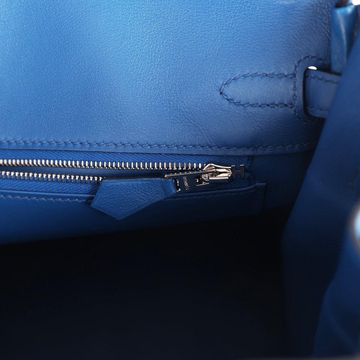 Hermes Birkin 25 Handbag Swift Leather Toile H Canvas Bleu France - NEESTRA
