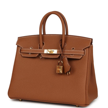 Hermes Birkin 25 Handbag Togo Leather Gold Hardware - NEESTRA