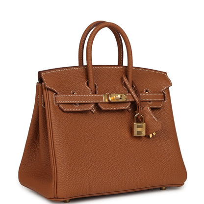 Hermes Birkin 25 Handbag Togo Leather Gold Hardware - NEESTRA