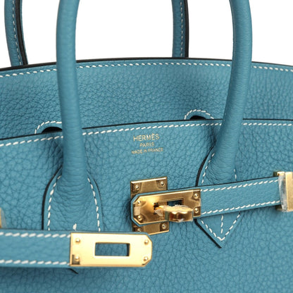 Hermes Birkin 25 Handbag Togo Leather Gold Hardware Blue Jean - NEESTRA