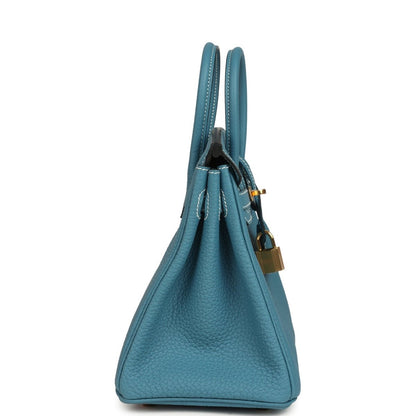 Hermes Birkin 25 Handbag Togo Leather Gold Hardware Blue Jean - NEESTRA