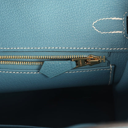 Hermes Birkin 25 Handbag Togo Leather Gold Hardware Blue Jean - NEESTRA