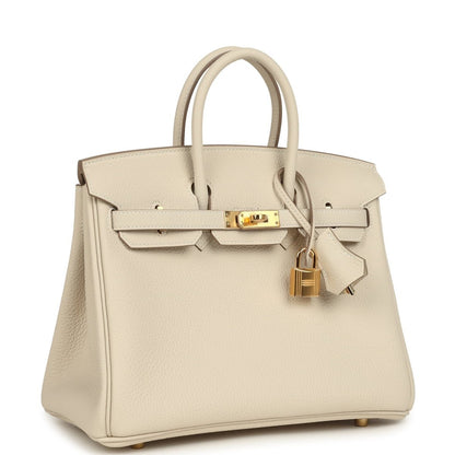 Hermès Birkin 25 Handbag Togo Leather Gold Hardware Craie - NEESTRA