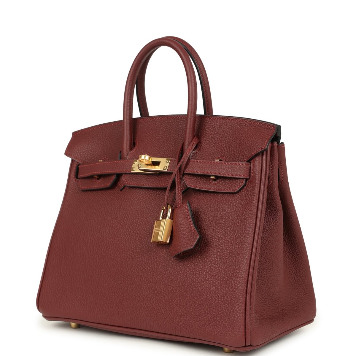 Hermes Birkin 25 Handbag Togo Leather Gold Hardware Rouge H - NEESTRA