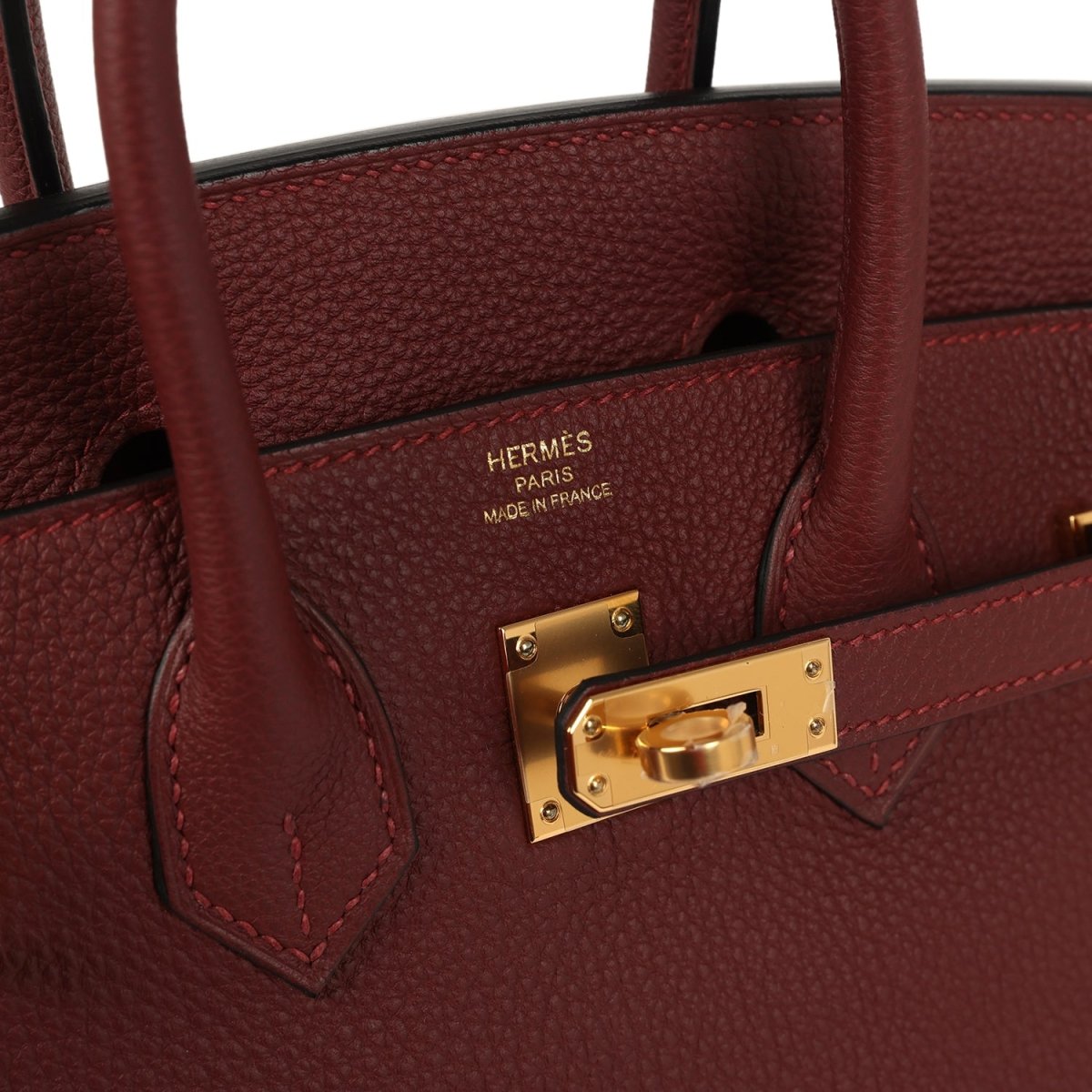 Hermes Birkin 25 Handbag Togo Leather Gold Hardware Rouge H - NEESTRA
