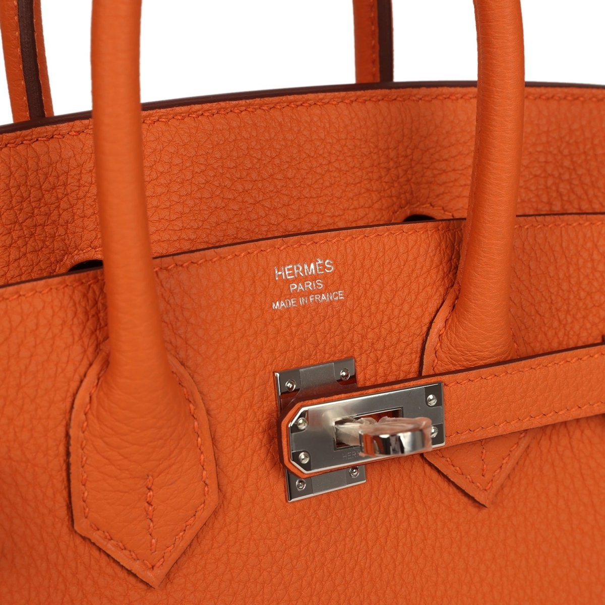 Hermes Birkin 25 Handbag Togo Leather Orange Palladium Hardware - NEESTRA