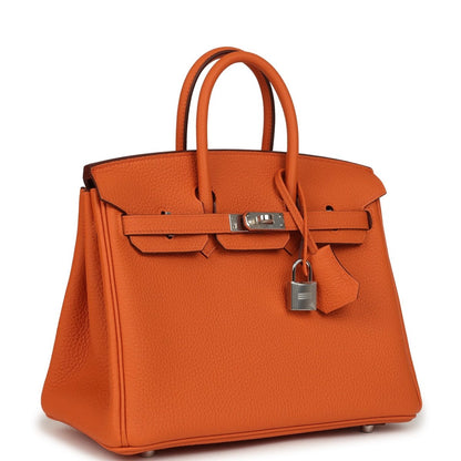 Hermes Birkin 25 Handbag Togo Leather Orange Palladium Hardware - NEESTRA