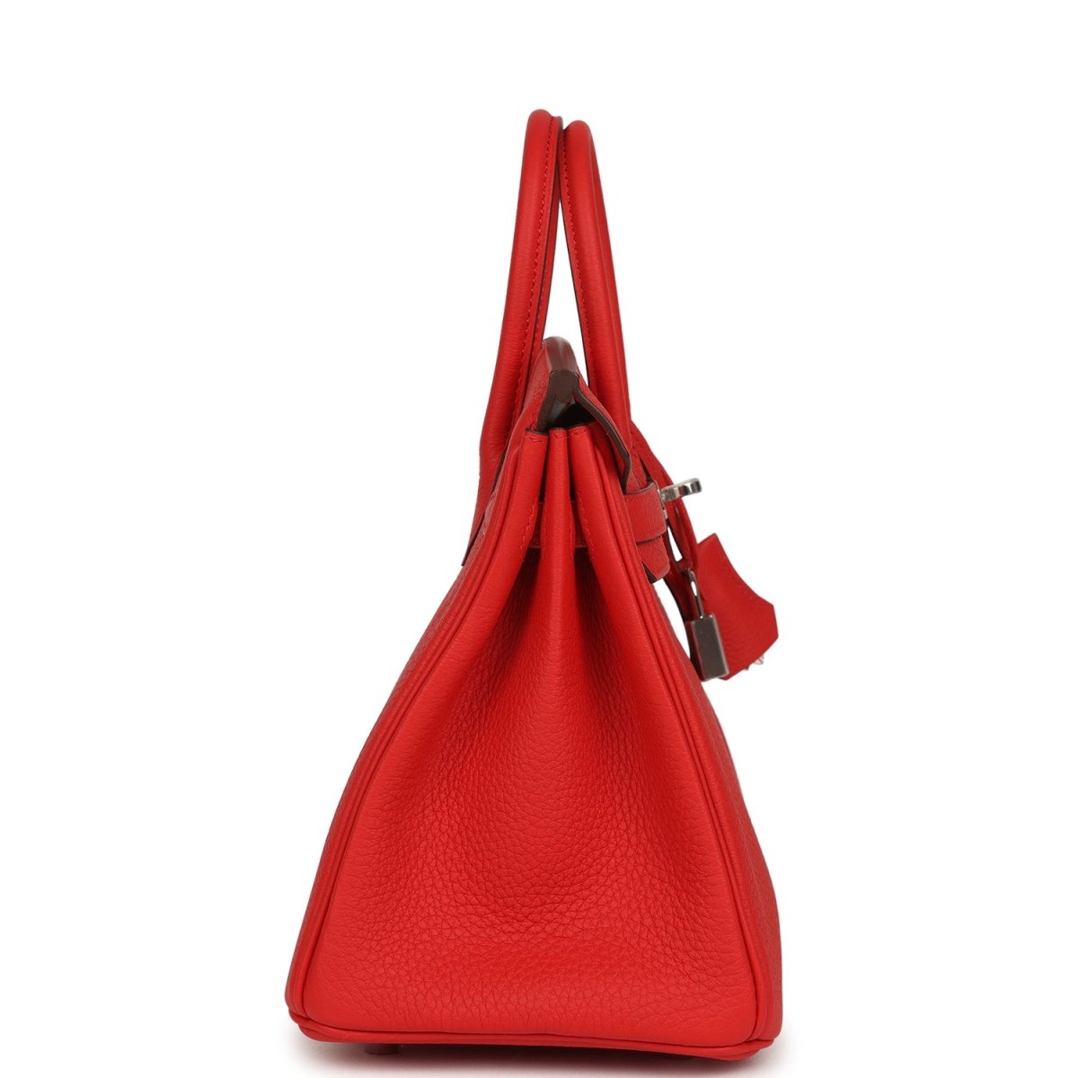 Hermes Birkin 25 Handbag Togo Leather Rouge Radieux Palladium Hardware - NEESTRA