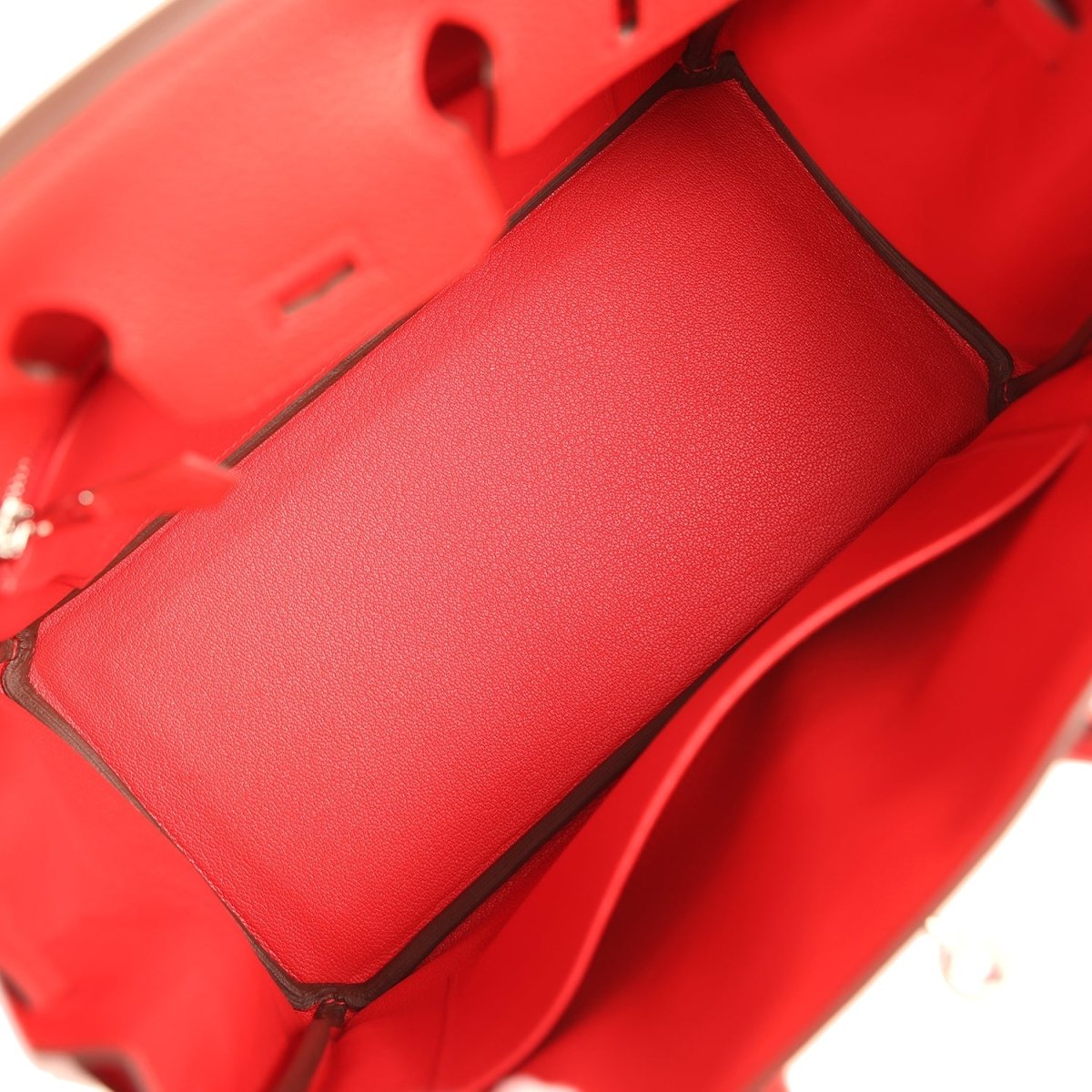 Hermes Birkin 25 Handbag Togo Leather Rouge Radieux Palladium Hardware - NEESTRA