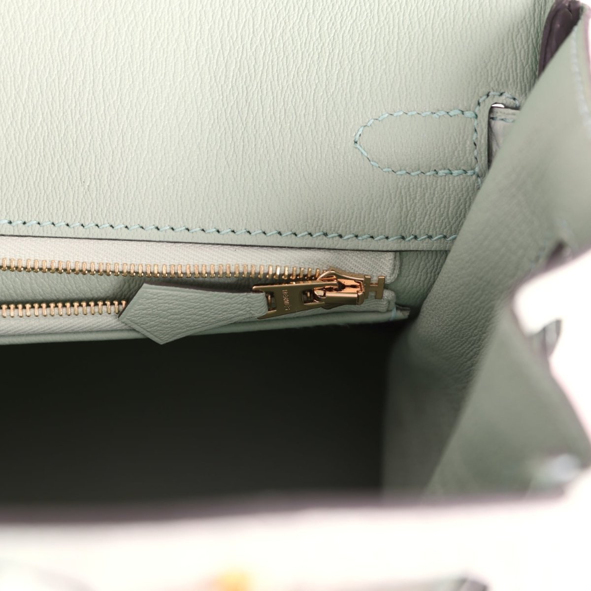 Hermes Birkin 25 Handbag Vert D'Eau Matte Porosus Crocodile Gold - NEESTRA