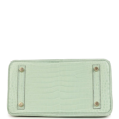 Hermes Birkin 25 Handbag Vert D'Eau Matte Porosus Crocodile Gold - NEESTRA
