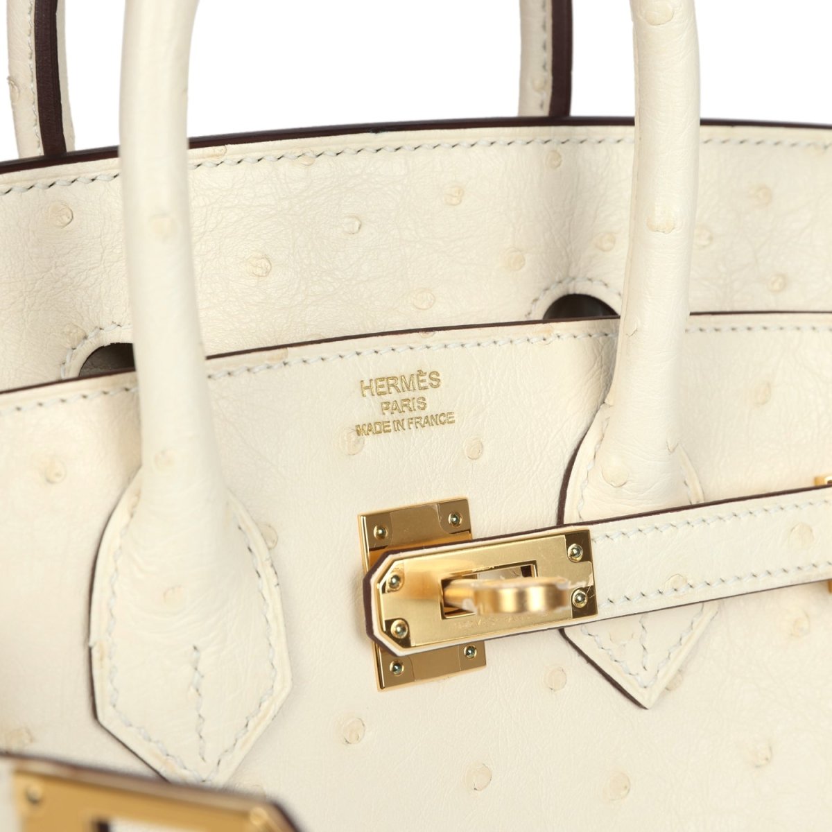 Hermes Birkin 25 Nata Ostrich Handbag Gold Hardware - NEESTRA