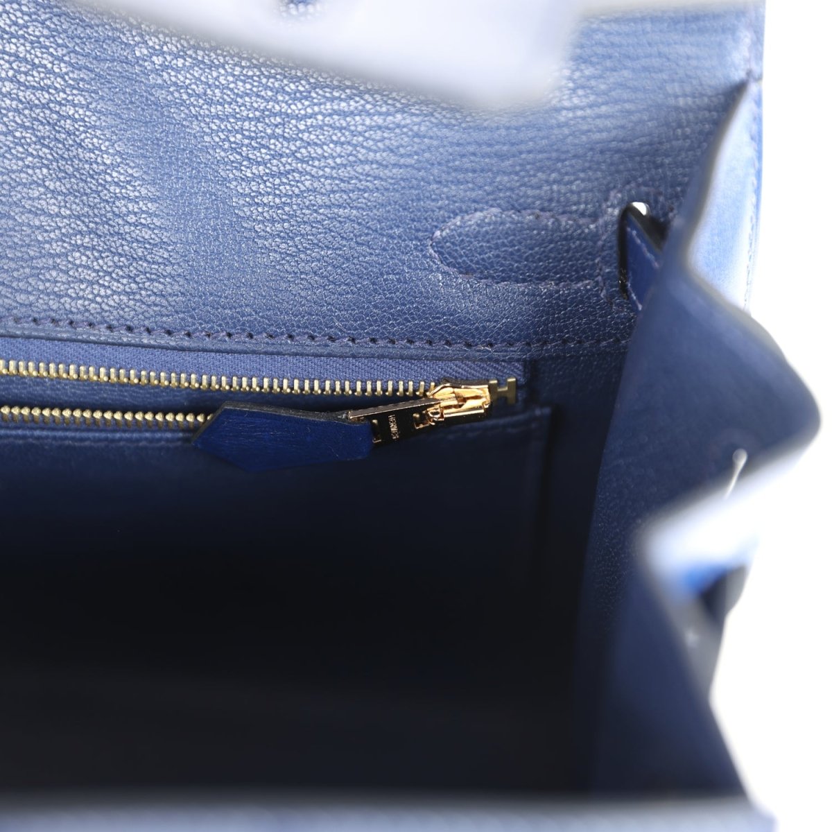 Hermes Birkin 25 Sellier Handbag Bleu Saphir Box Calfskin Gold - NEESTRA