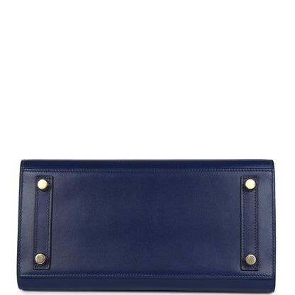 Hermes Birkin 25 Sellier Handbag Bleu Saphir Box Calfskin Gold - NEESTRA