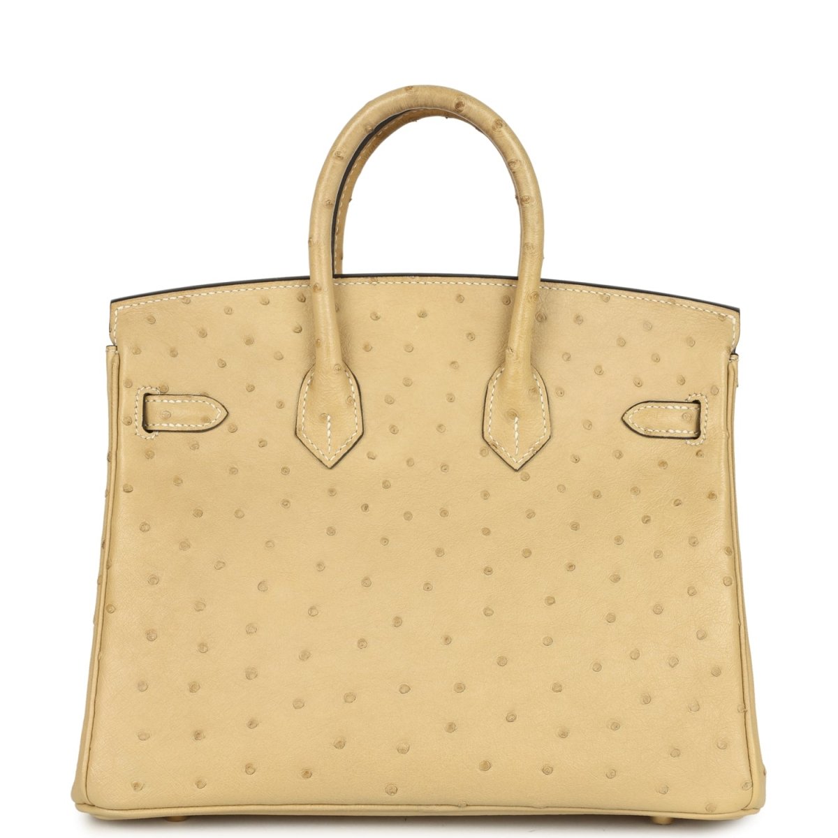 Hermes Birkin 25 Trench Ostrich Leather Handbag Gold Hardware - NEESTRA