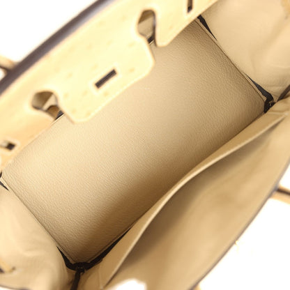 Hermes Birkin 25 Trench Ostrich Leather Handbag Gold Hardware - NEESTRA