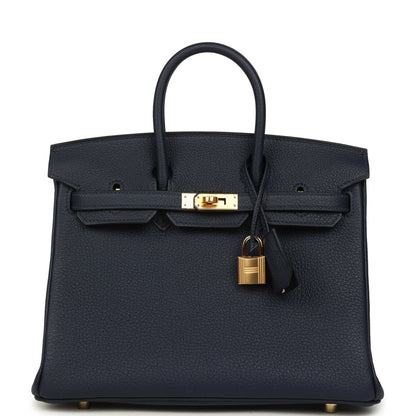 Hermes Birkin 25cm Handbag Bleu Abysse Togo Leather Gold Hardware - NEESTRA