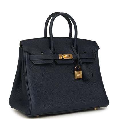 Hermes Birkin 25cm Handbag Bleu Abysse Togo Leather Gold Hardware - NEESTRA