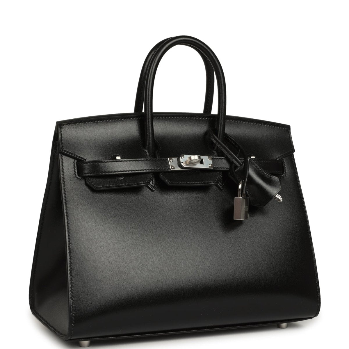 Hermes Birkin Sellier 25 Handbag Black Box Calfskin Palladium Hardware - NEESTRA