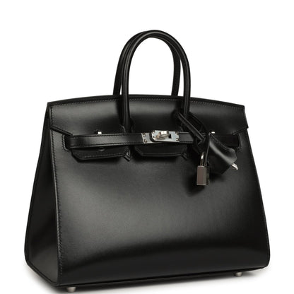 Hermes Birkin Sellier 25 Handbag Black Box Calfskin Palladium Hardware - NEESTRA