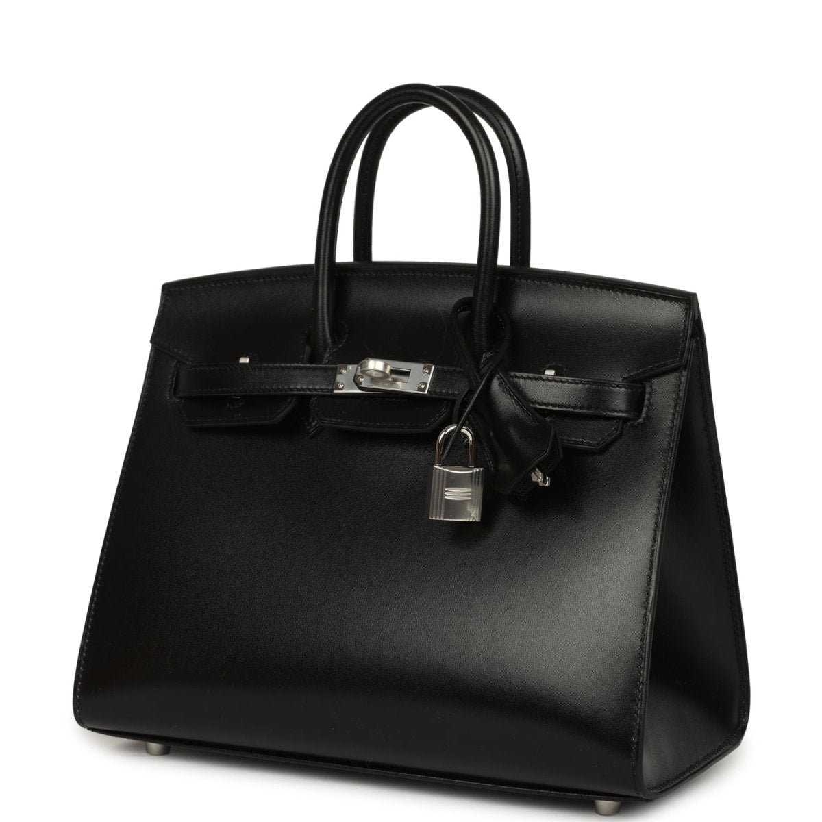 Hermes Birkin Sellier 25 Handbag Black Box Calfskin Palladium Hardware - NEESTRA