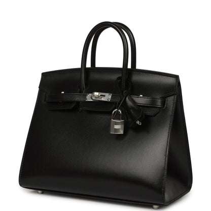 Hermes Birkin Sellier 25 Handbag Black Box Calfskin Palladium Hardware - NEESTRA