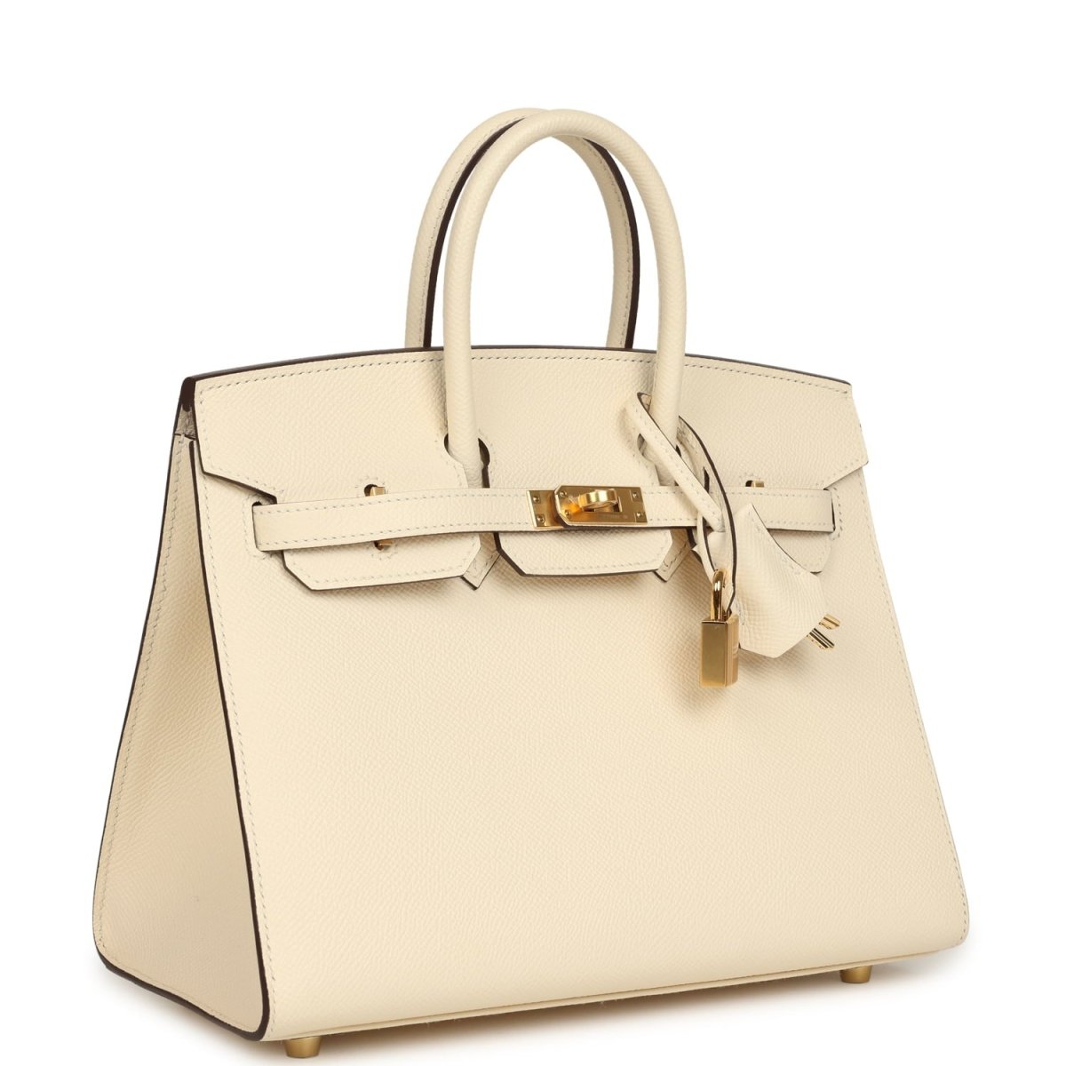 Hermes Birkin Sellier 25 Nata Epsom Leather Handbag Gold Hardware - NEESTRA