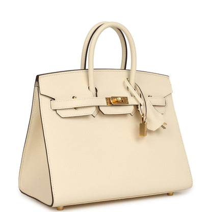 Hermes Birkin Sellier 25 Nata Epsom Leather Handbag Gold Hardware - NEESTRA