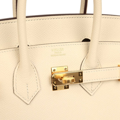 Hermes Birkin Sellier 25 Nata Epsom Leather Handbag Gold Hardware - NEESTRA