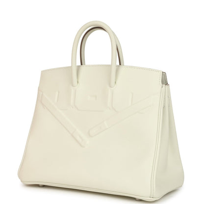 Hermes Birkin Shadow 25 Handbag Mushroom Swift Leather Palladium Hardware - NEESTRA