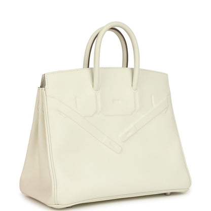 Hermes Birkin Shadow 25 Handbag Mushroom Swift Leather Palladium Hardware - NEESTRA