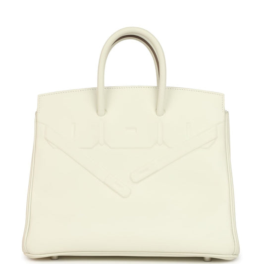 Hermes Birkin Shadow 25 Handbag Mushroom Swift Leather Palladium Hardware - NEESTRA