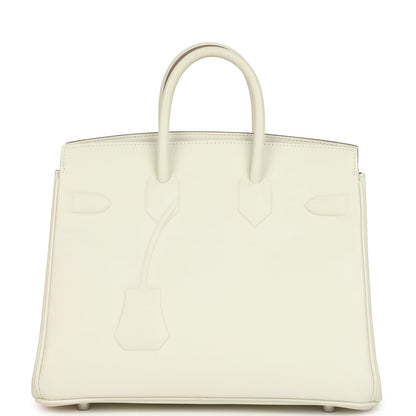 Hermes Birkin Shadow 25 Handbag Mushroom Swift Leather Palladium Hardware - NEESTRA