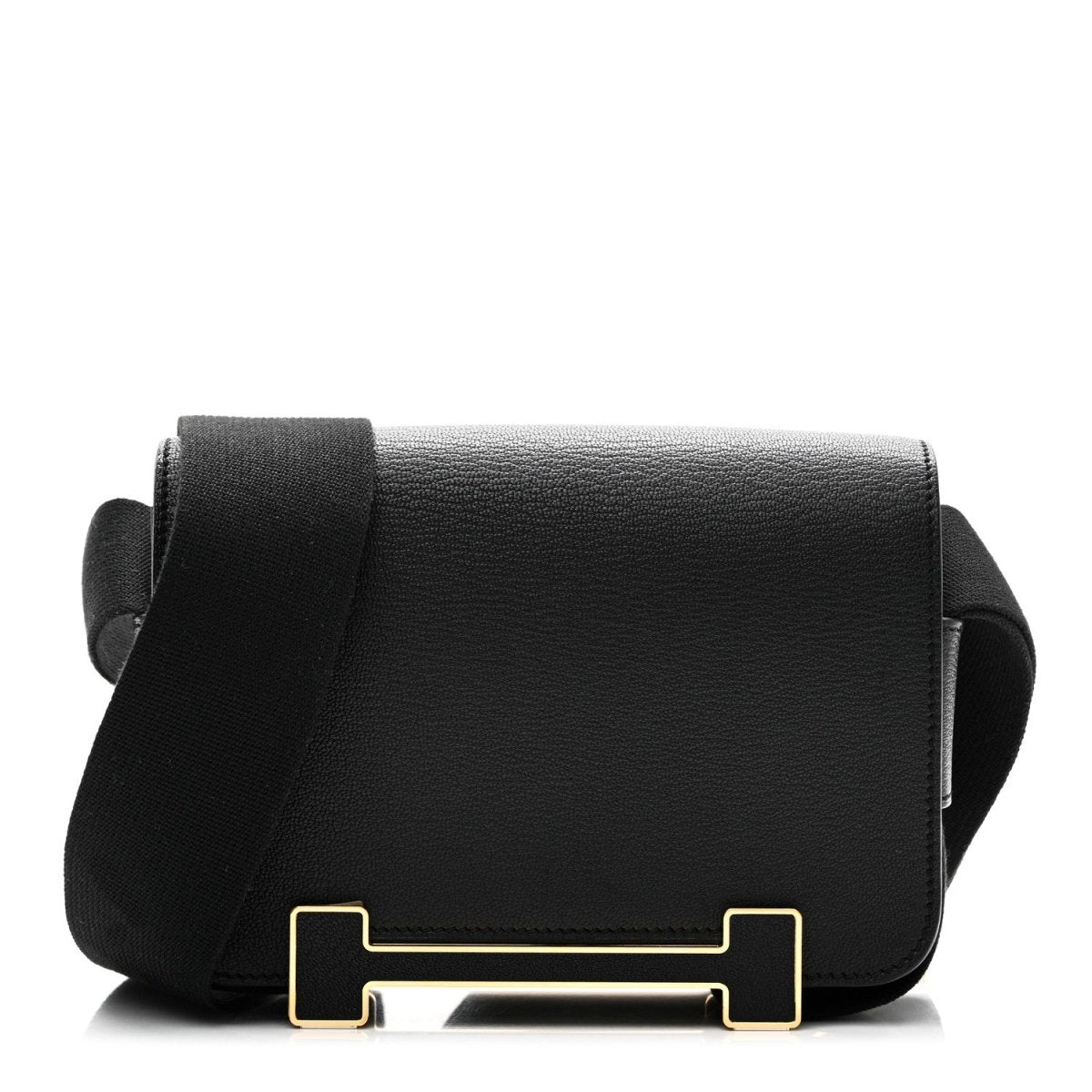 HERMES Chevre Mysore Geta Black Crossbody Bag - NEESTRA
