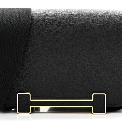 HERMES Chevre Mysore Geta Black Crossbody Bag - NEESTRA