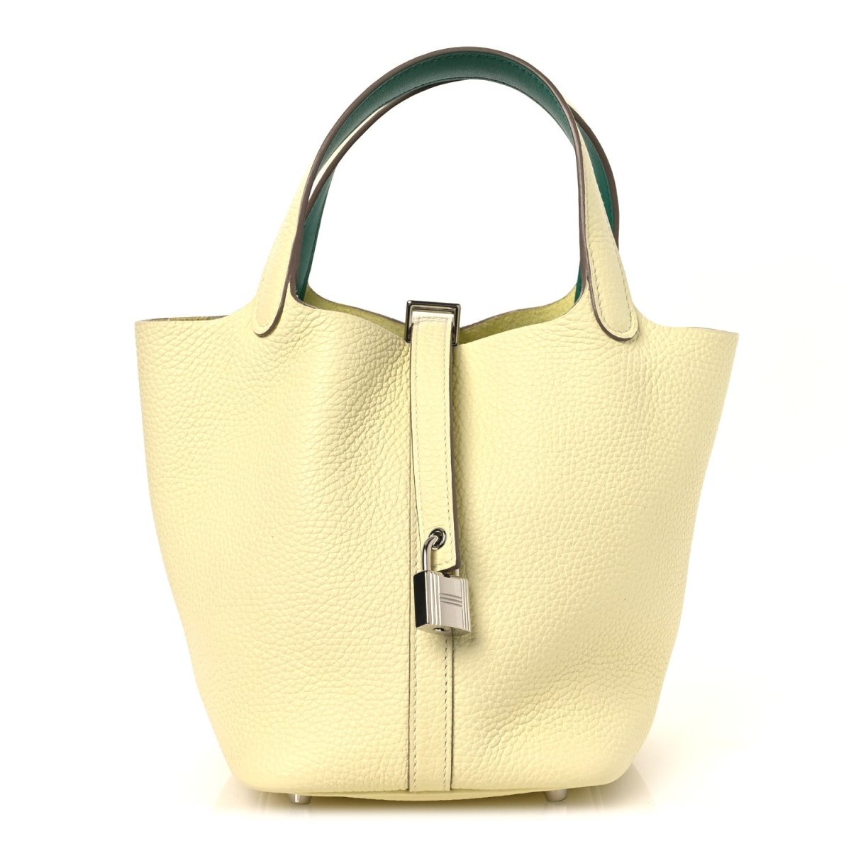 Picotin Lock 18 PM Handbag Two-Tone Calfskin Leather Jaune Milton Vert Vertigo - NEESTRA