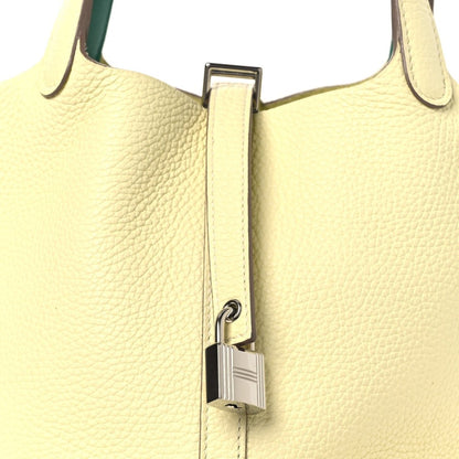 Picotin Lock 18 PM Handbag Two-Tone Calfskin Leather Jaune Milton Vert Vertigo - NEESTRA