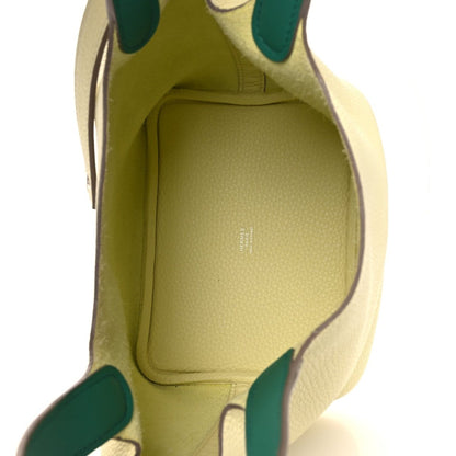 Picotin Lock 18 PM Handbag Two-Tone Calfskin Leather Jaune Milton Vert Vertigo - NEESTRA
