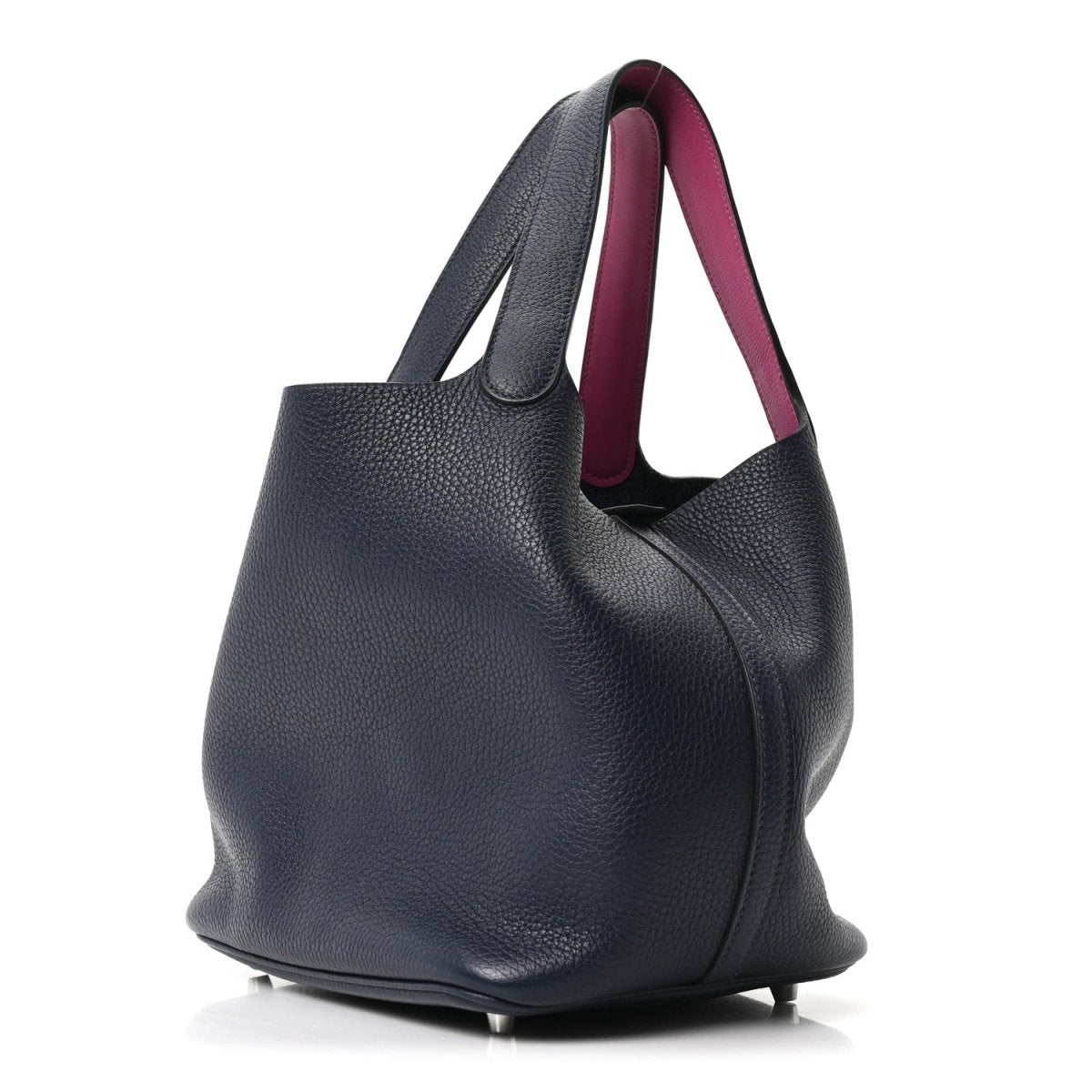 Picotin Lock 22 MM Taurillon Clemence Bucket Bag Bleu Nuit Rose Pourpre - NEESTRA