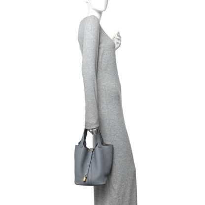 Picotin Lock 22 MM Tote Bag Clemence Calfskin Leather Gris Pantin - NEESTRA