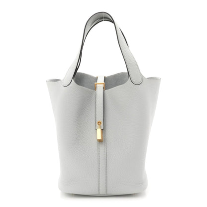 Picotin Lock Bucket Tote Taurillon Clemence Leather 22cm Pale Blue - NEESTRA