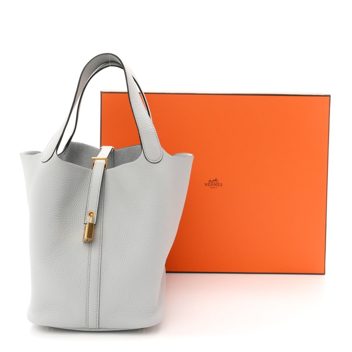 Picotin Lock Bucket Tote Taurillon Clemence Leather 22cm Pale Blue - NEESTRA