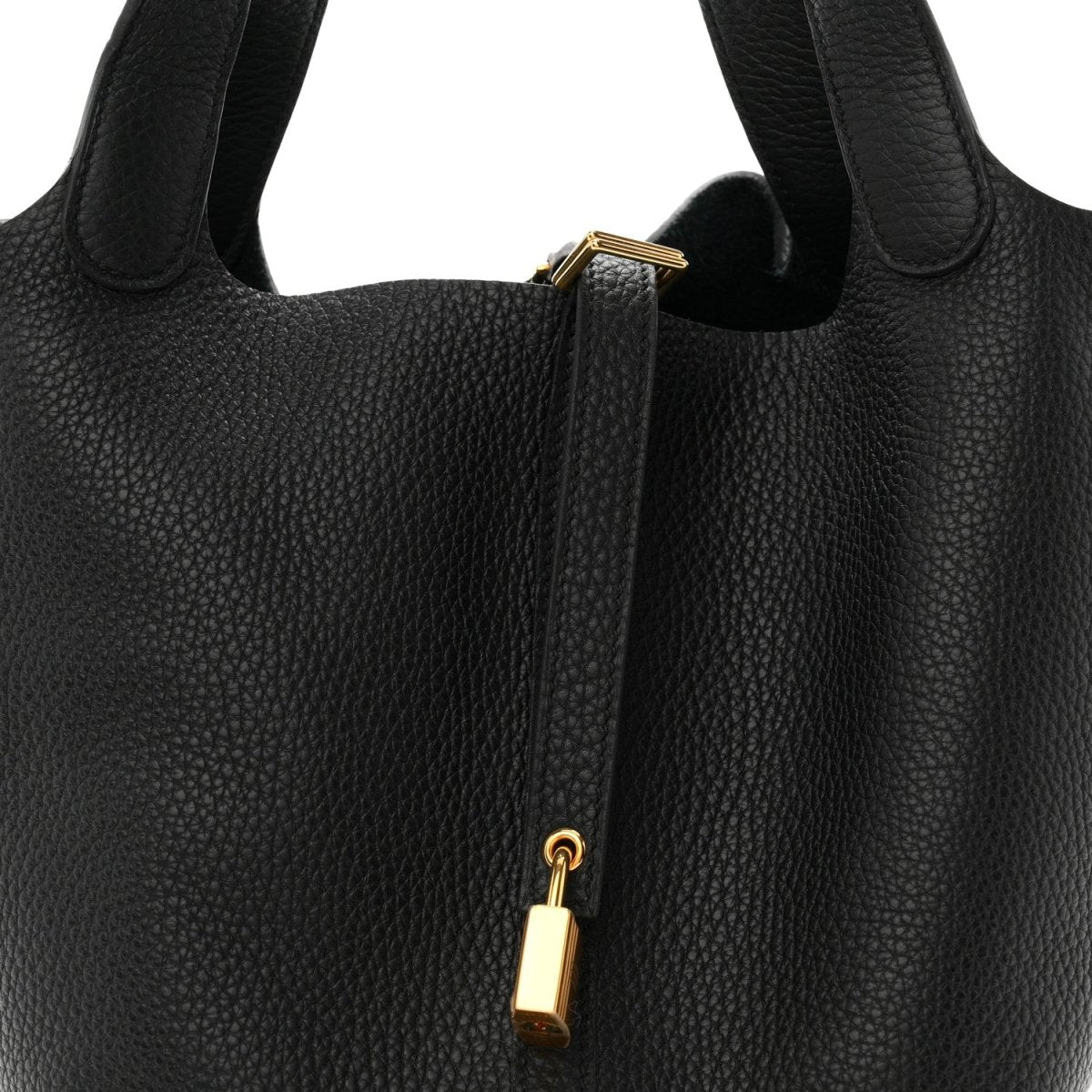 Taurillon Clemence Picotin Lock 22 MM Black Tote - NEESTRA